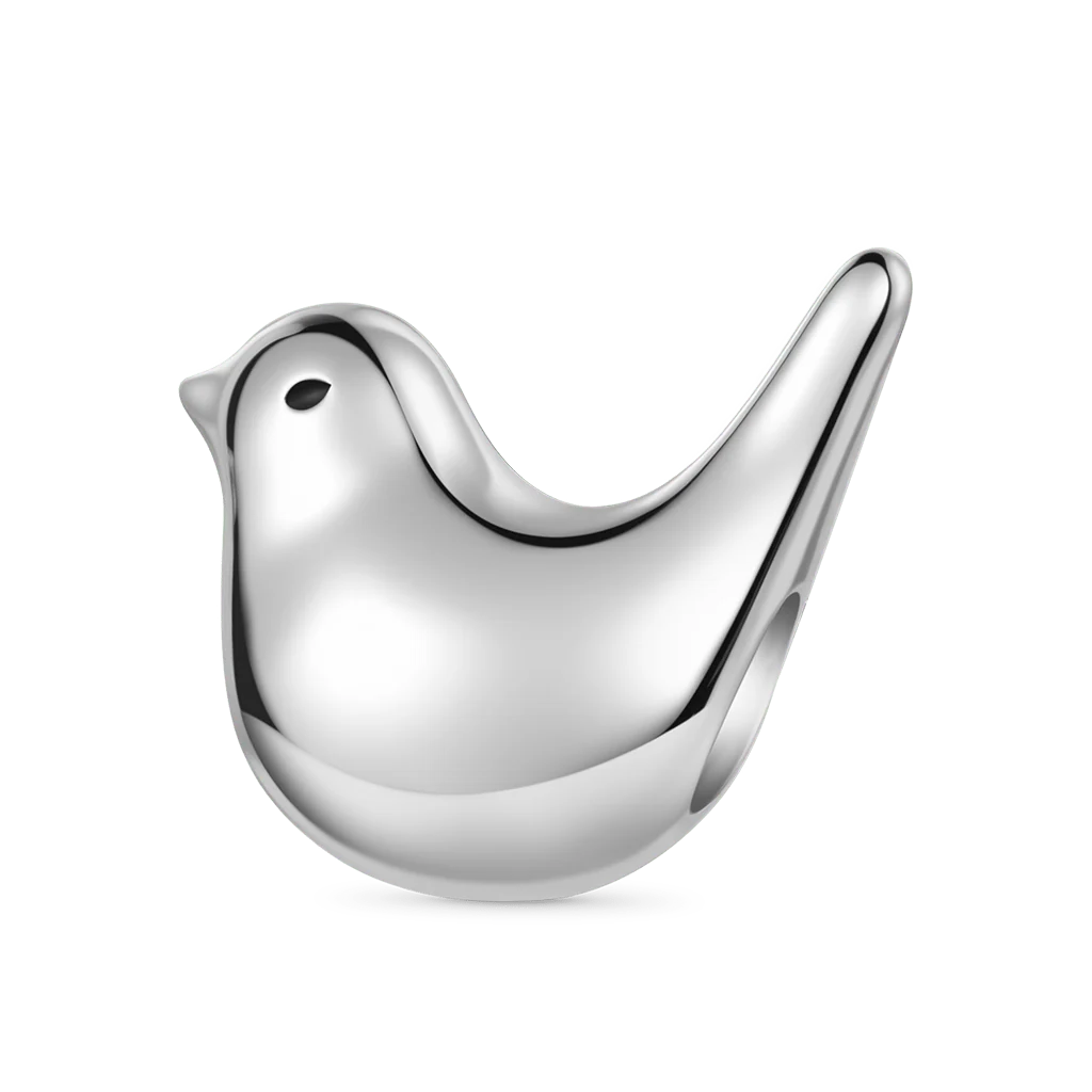 Gnoce Minimalist Bird Charm Platinum-plated Silver Blend