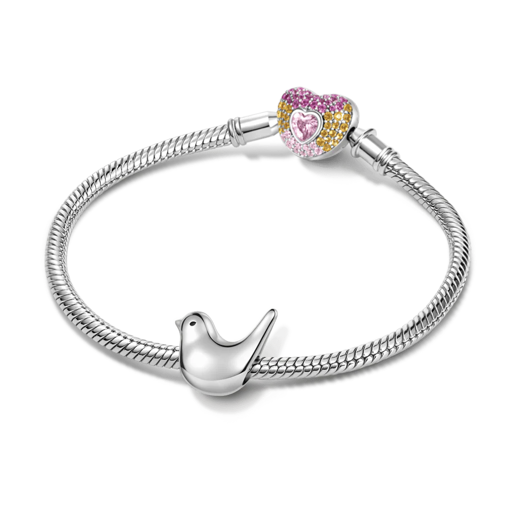 Gnoce Minimalist Bird Charm Platinum-plated Silver Blend - Image 3