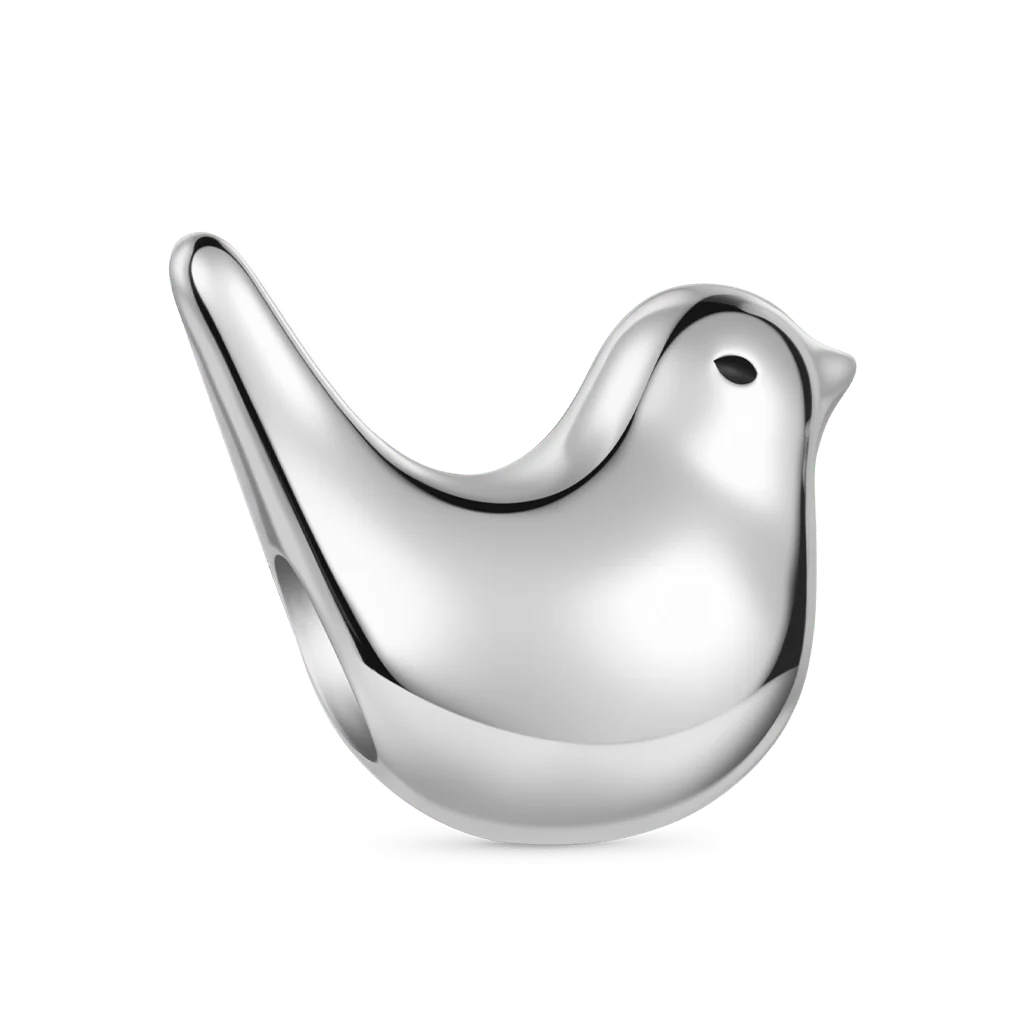 Gnoce Minimalist Bird Charm Platinum-plated Silver Blend - Image 5