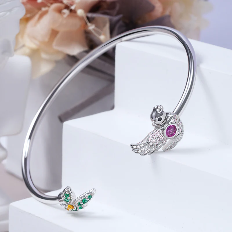 Gnoce Bird & Leaf Bracelet Platinum-plated Silver Blend - Image 2
