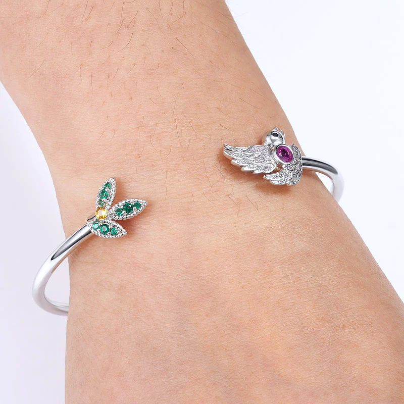 Gnoce Bird & Leaf Bracelet Platinum-plated Silver Blend - Image 3