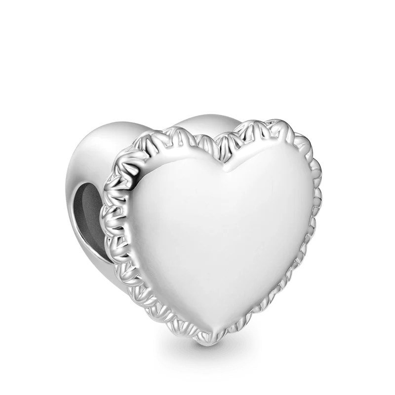 Gnoce Happy Birthday Cake Heart Charm Platinum-plated Silver Blend - Image 2