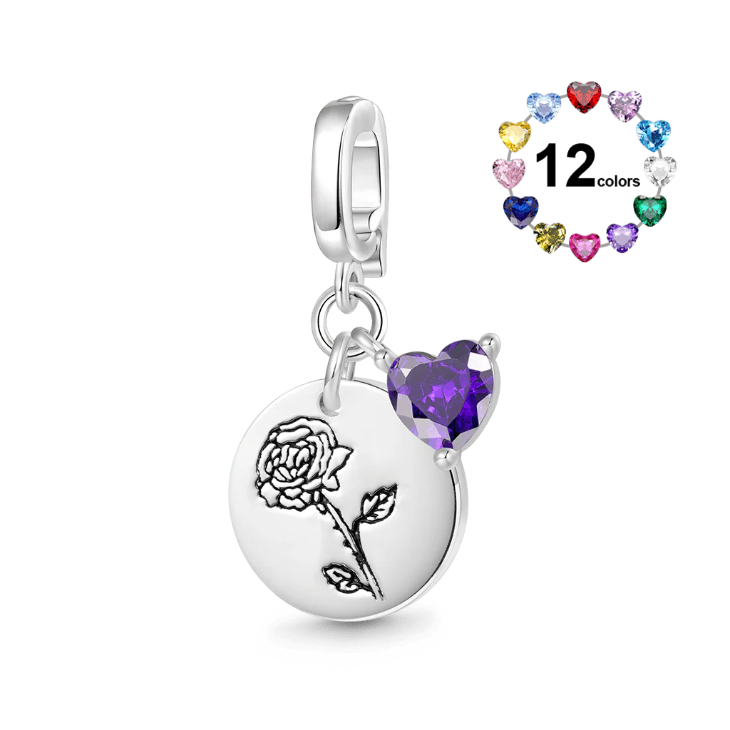 Gnoce Birthstone Flower Clasp Clusters Charm Platinum-plated Silver Blend