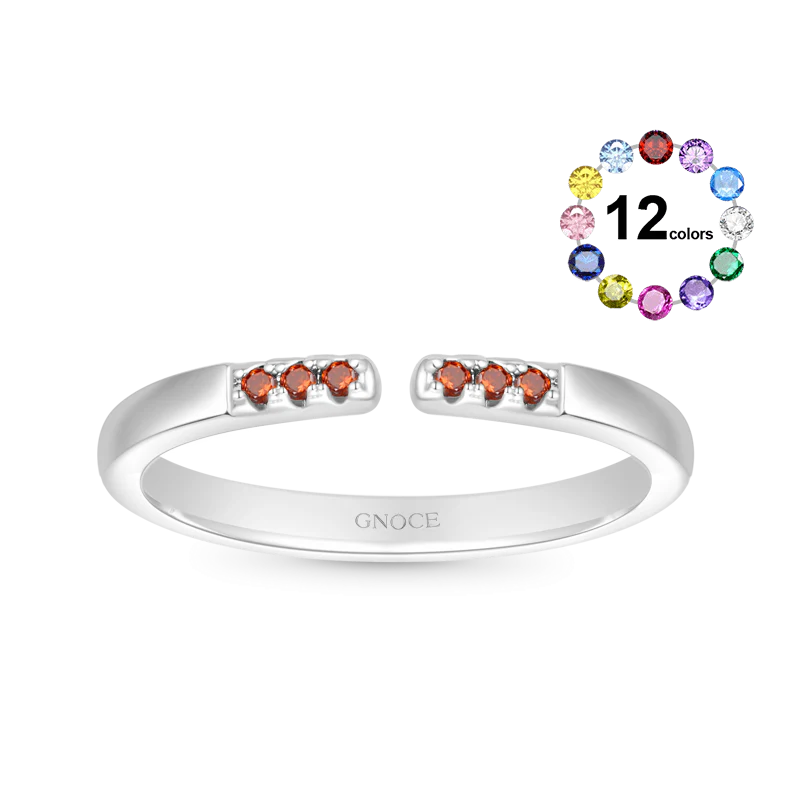 Gnoce Birthstone Simple Adjustable Ring