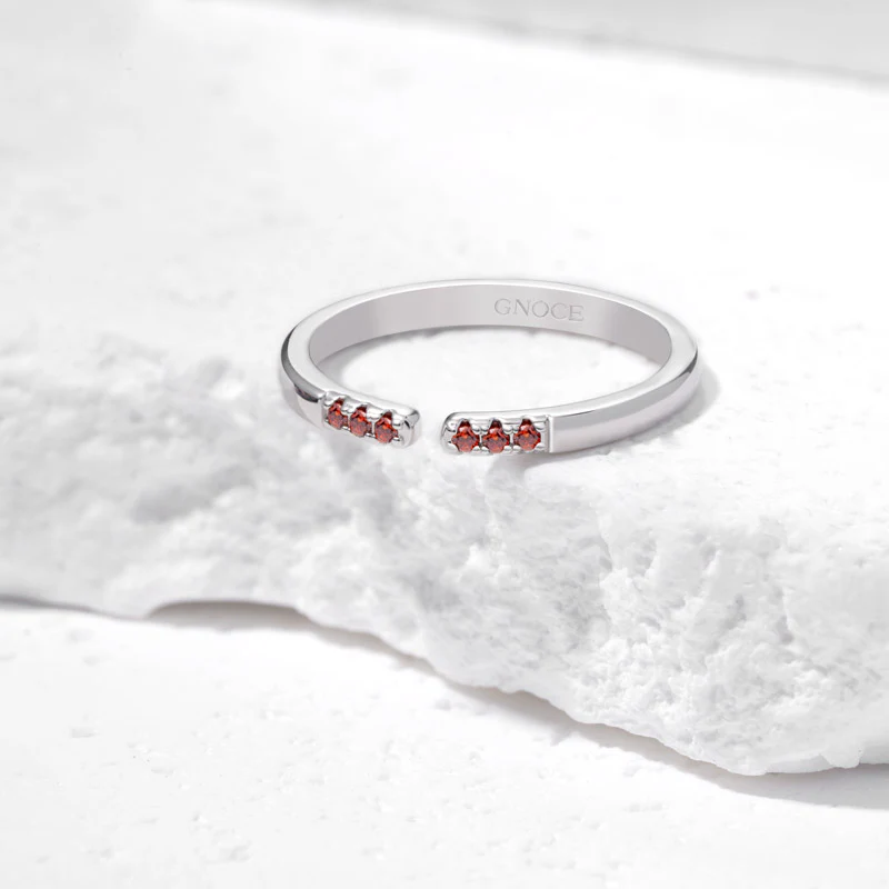 Gnoce Birthstone Simple Adjustable Ring - Image 4