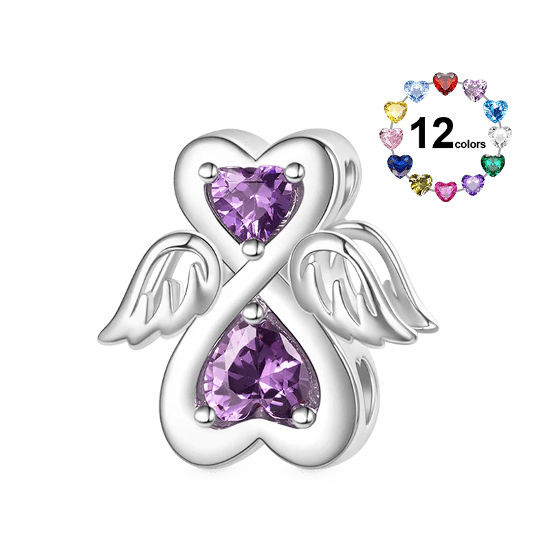 Gnoce Birthstone Angel Charm Platinum-plated Silver Blend