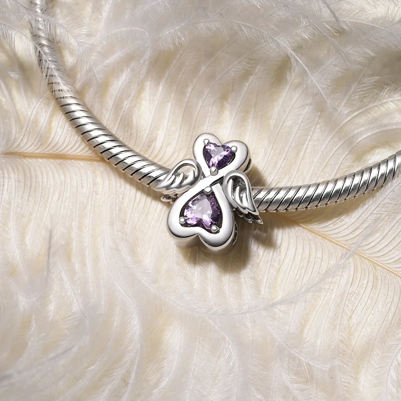 Gnoce Birthstone Angel Charm Platinum-plated Silver Blend - Image 4