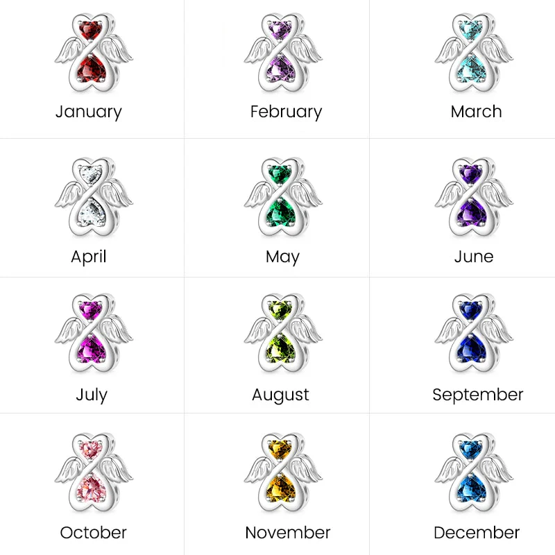 Gnoce Birthstone Angel Charm Platinum-plated Silver Blend - Image 7