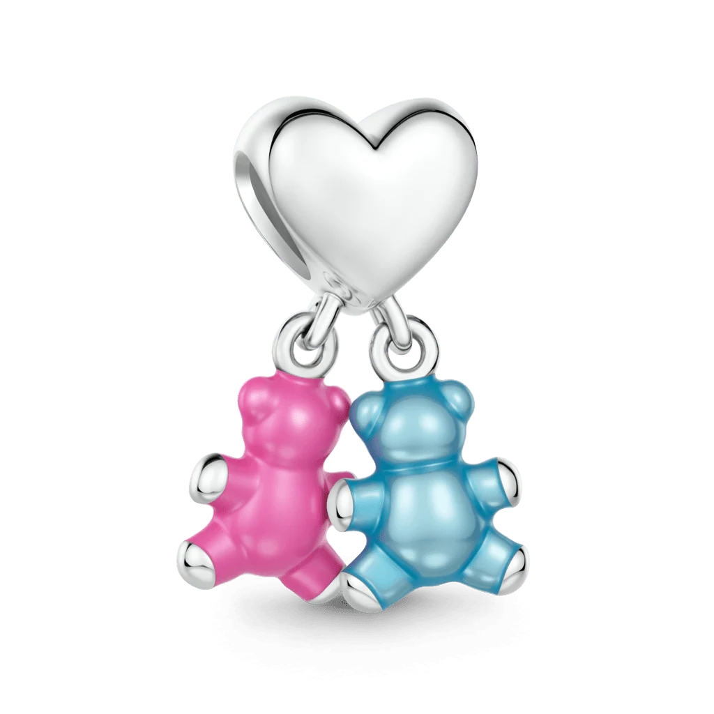 Gnoce Birthstone Bear Embraces Heart Charm Platinum-plated Silver Blend - Image 6