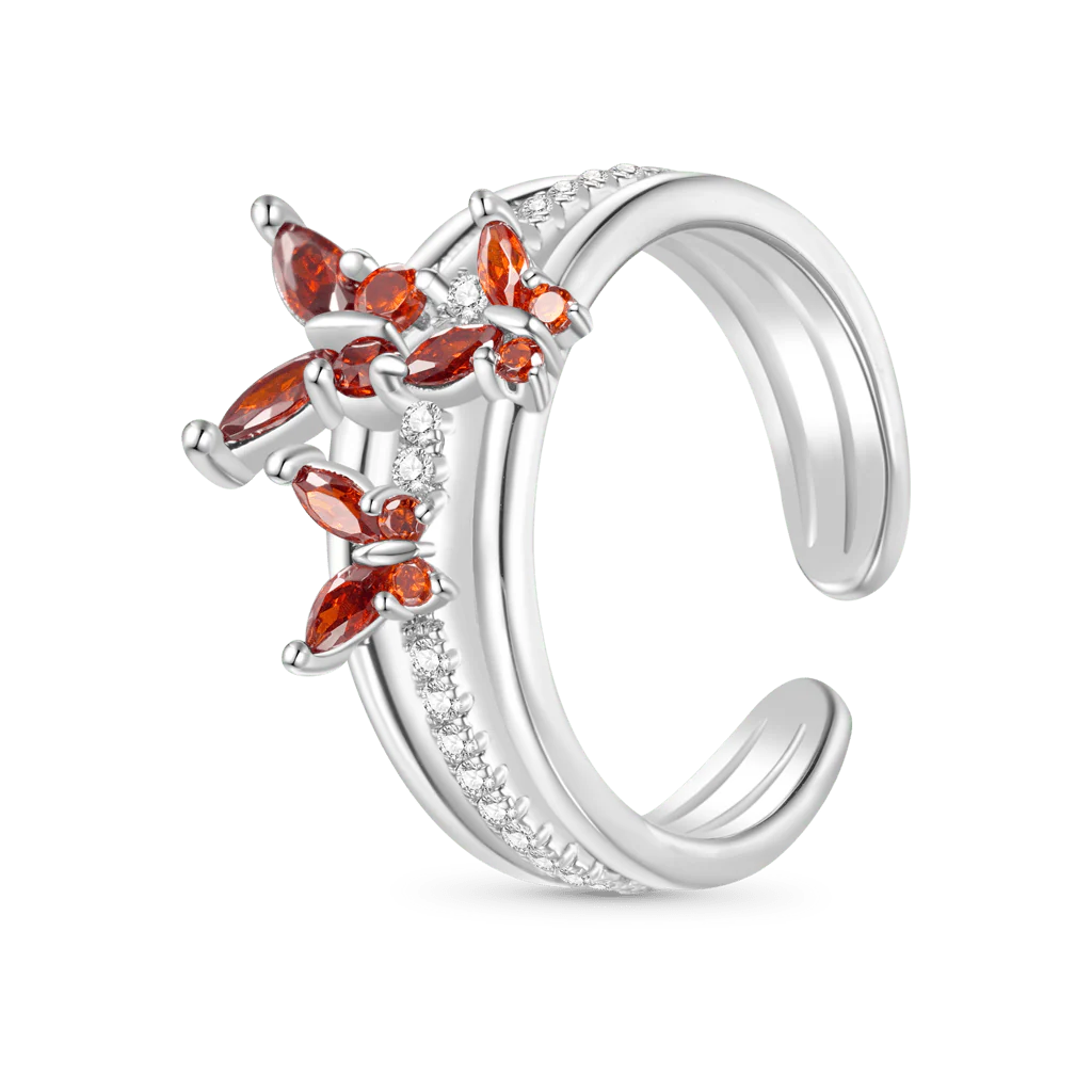 Gnoce Elegant Birthstone Butterfly Open Ring - Image 2