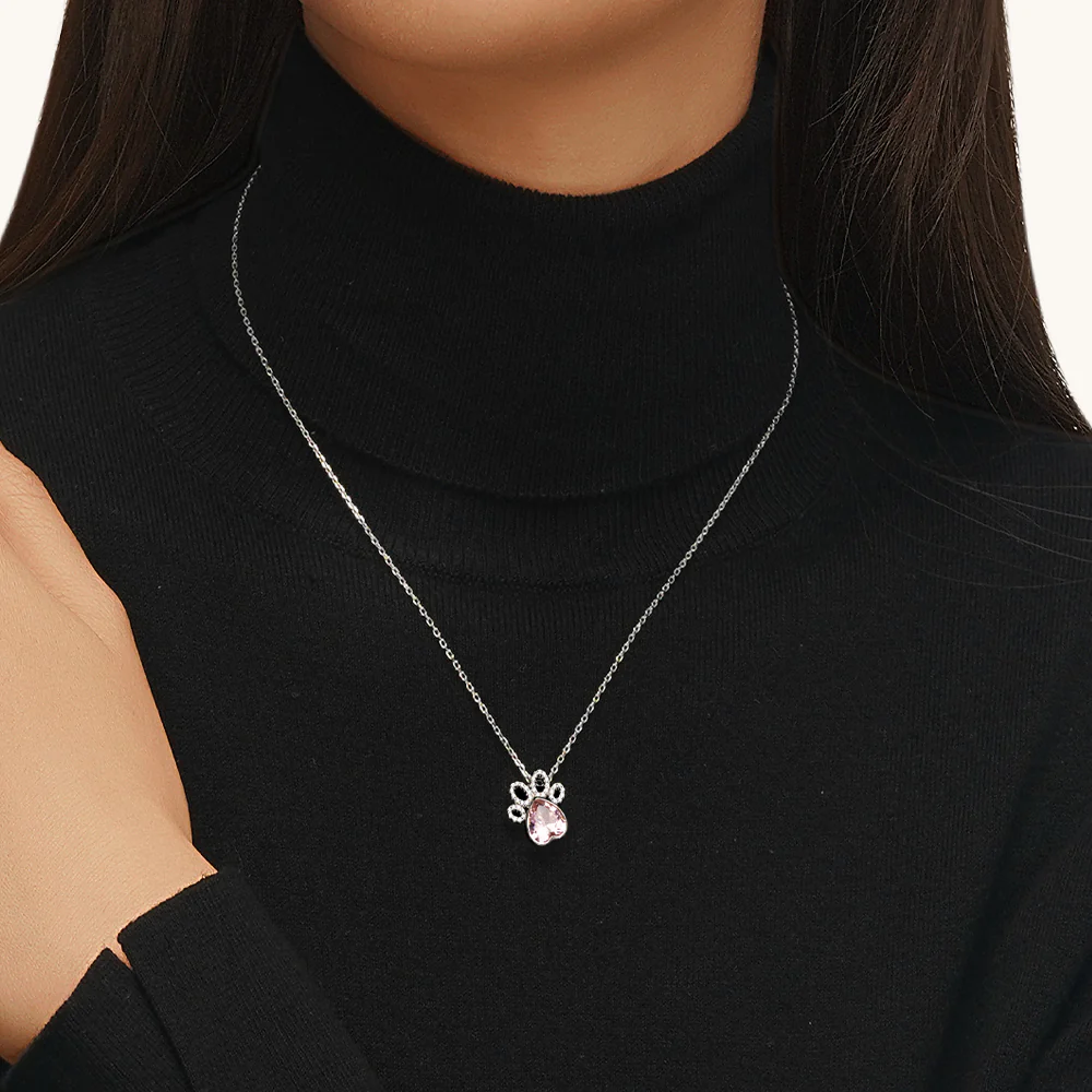 Gnoce Birthstone Cat paws Necklace - Image 6