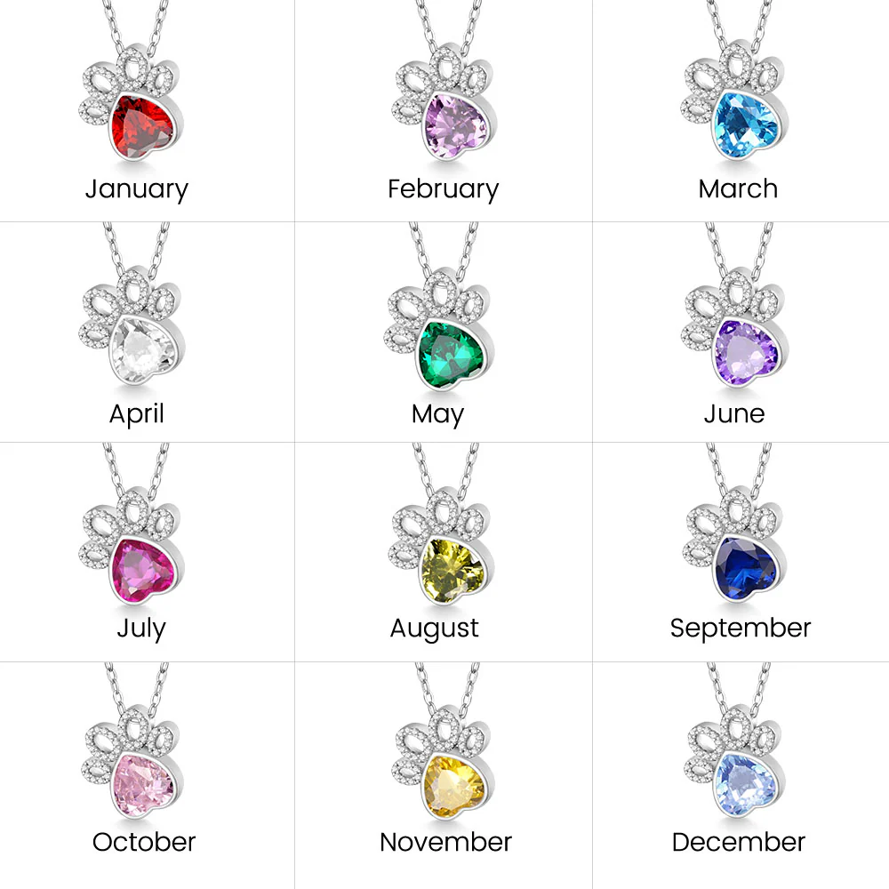 Gnoce Birthstone Cat paws Necklace - Image 7