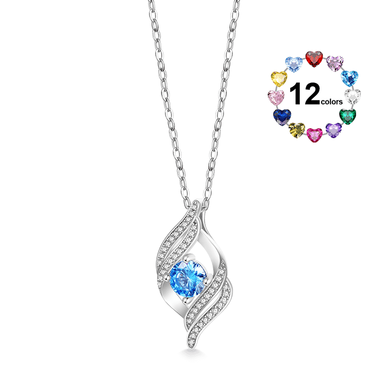 Gnoce Round Birthstone Curved Necklace