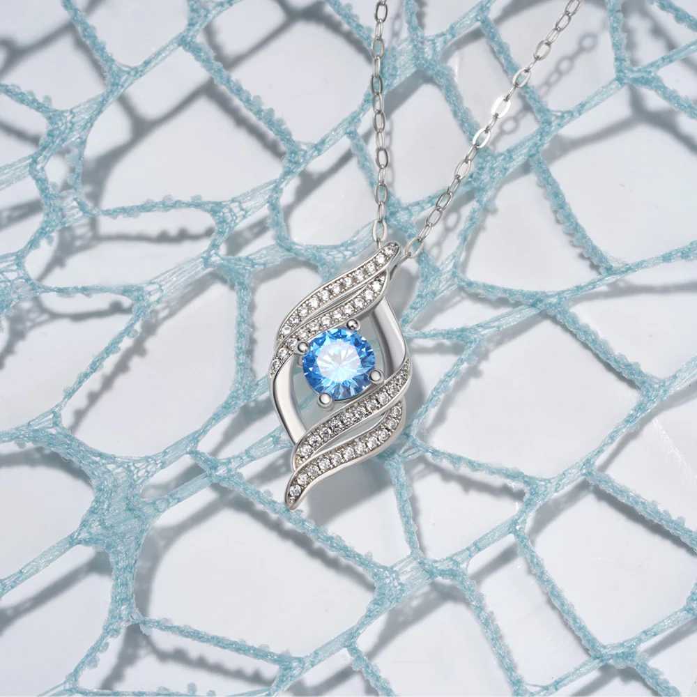 Gnoce Round Birthstone Curved Necklace - Image 5