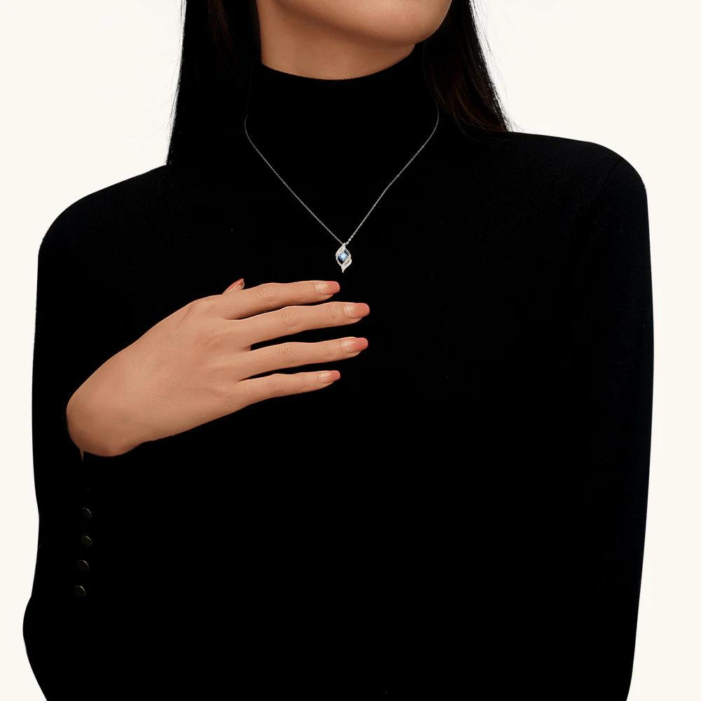 Gnoce Round Birthstone Curved Necklace - Image 6