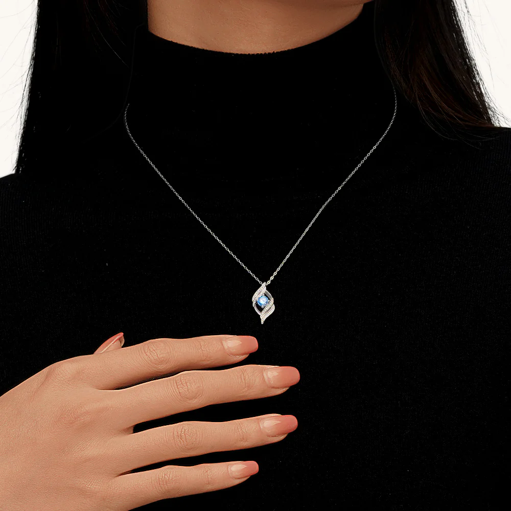 Gnoce Round Birthstone Curved Necklace - Image 7