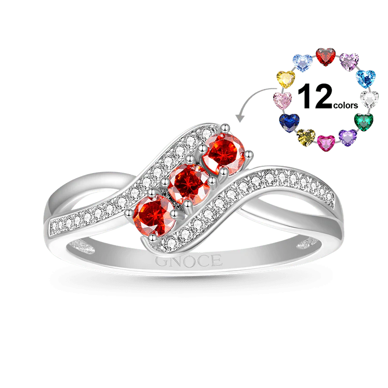 Gnoce Fashion White Diamond Crossover Birthstone Ring