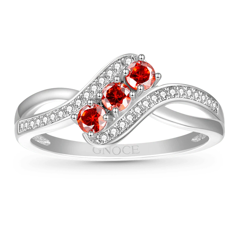 Gnoce Fashion White Diamond Crossover Birthstone Ring - Image 2