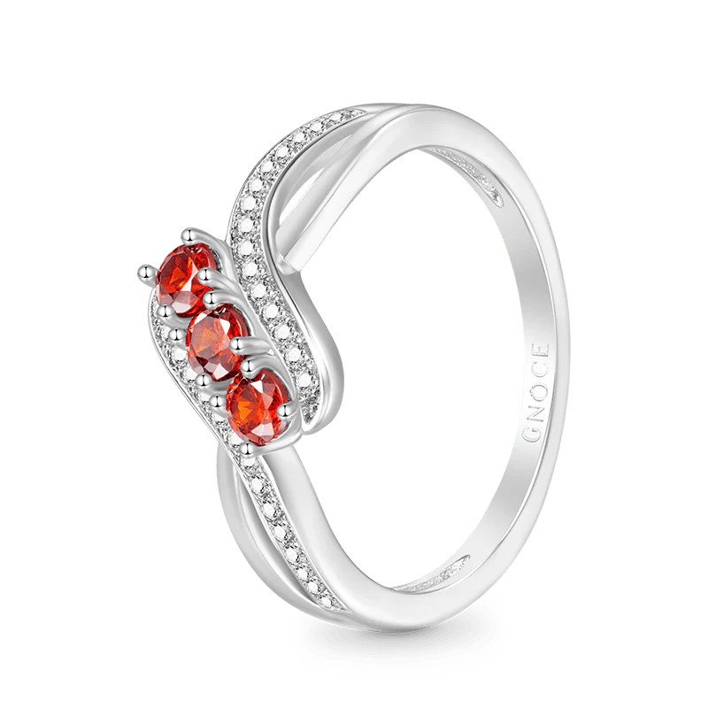 Gnoce Fashion White Diamond Crossover Birthstone Ring - Image 3