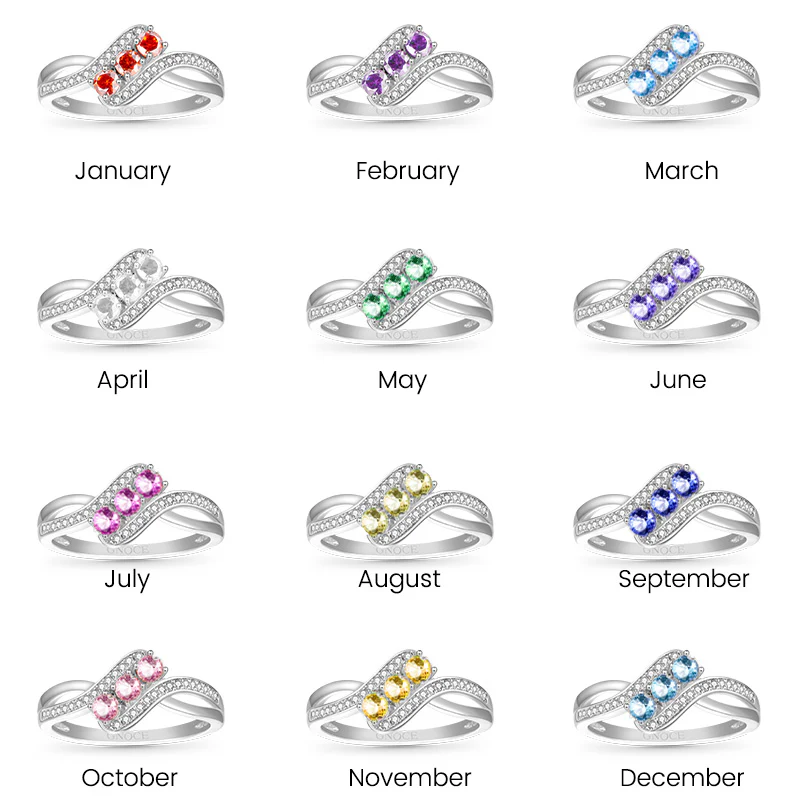 Gnoce Fashion White Diamond Crossover Birthstone Ring - Image 7