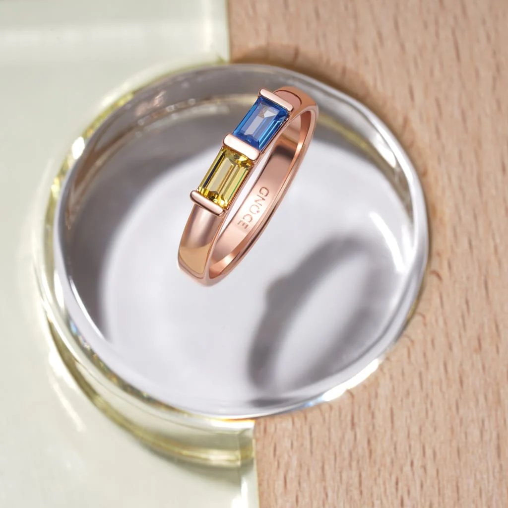 Gnoce Two-Color Birthstone Friendship Ring - Image 4