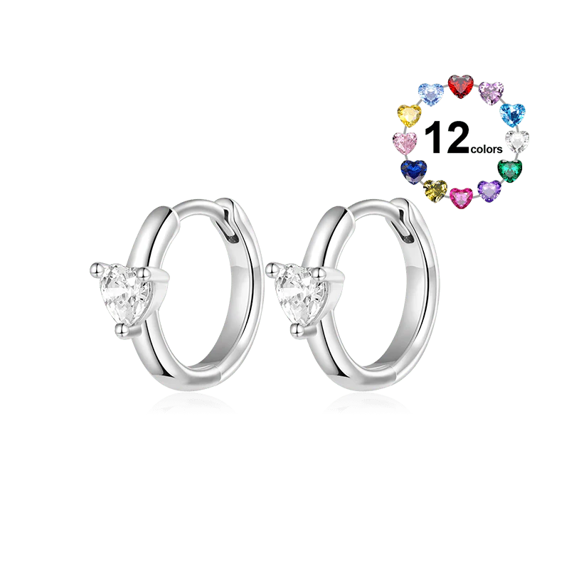 Gnoce Birthstone Heart Hoop Earrings