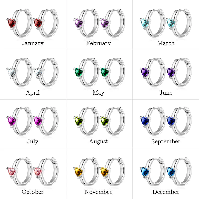 Gnoce Birthstone Heart Hoop Earrings - Image 6