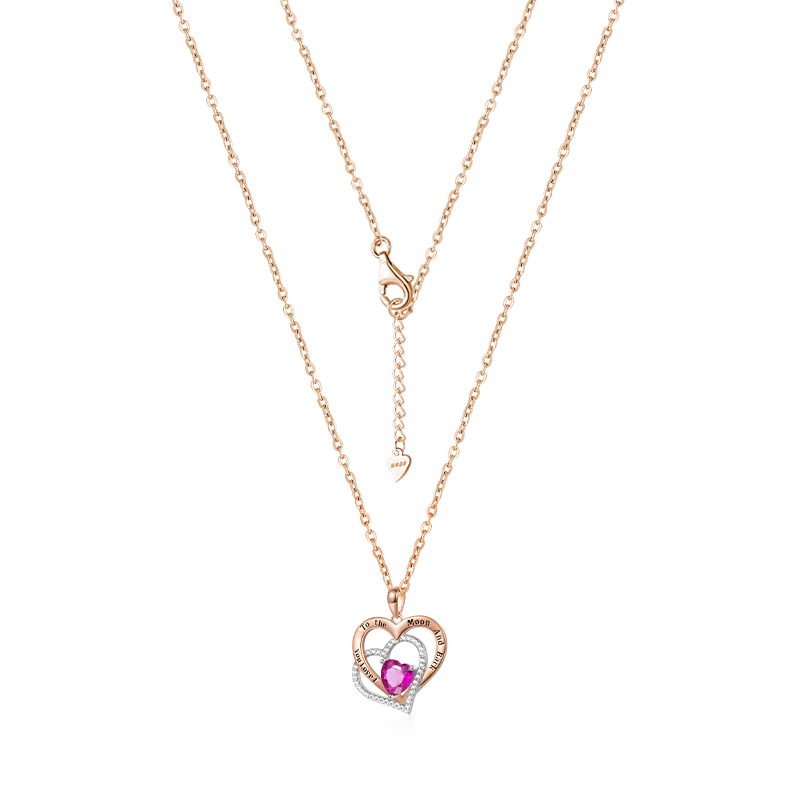 Gnoce "I Love You to the Moon and Back" Birthstone Heart Necklace - Image 2