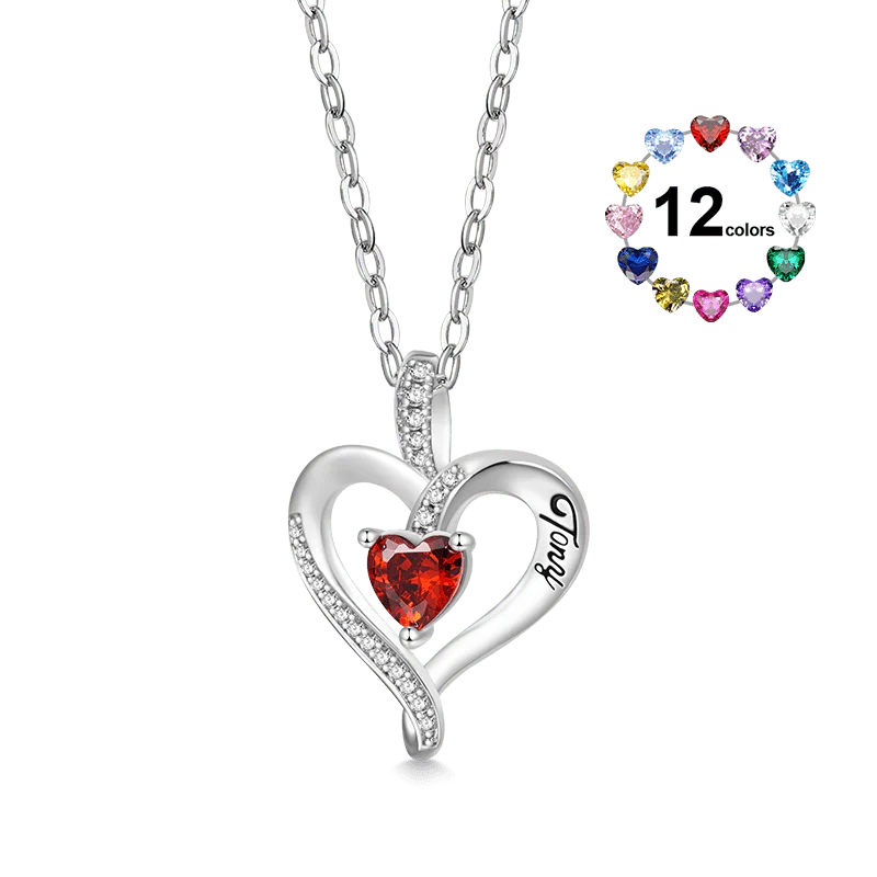 Gnoce Birthstone Heart Personalized Necklace
