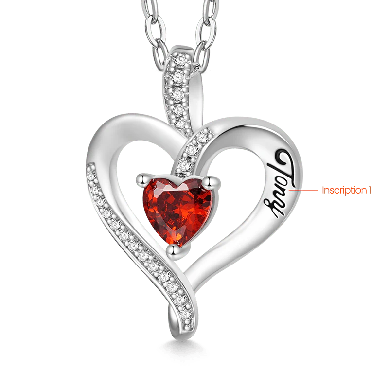Gnoce Birthstone Heart Personalized Necklace - Image 2
