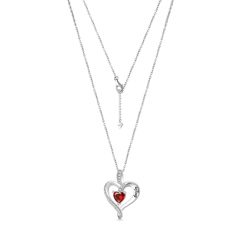 Gnoce Birthstone Heart Personalized Necklace - Image 4