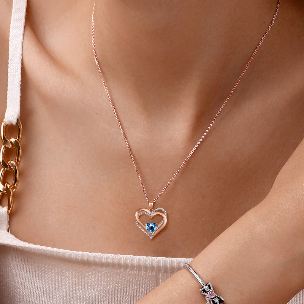 Gnoce Birthstone Heart Necklace - Image 7