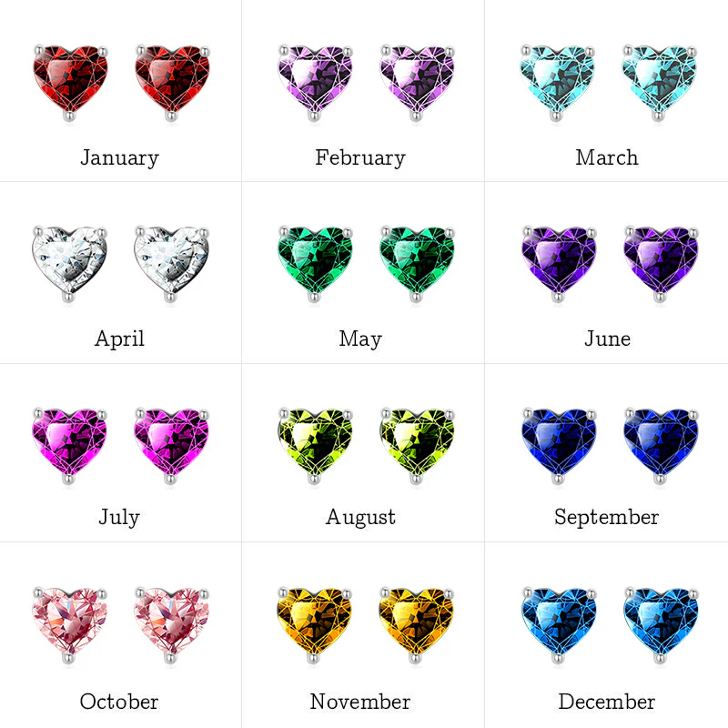 Gnoce Birthstone Heart Stud Earrings - Image 5