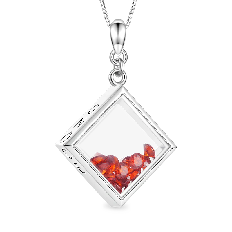 Gnoce Square-shape Birthstone Necklace