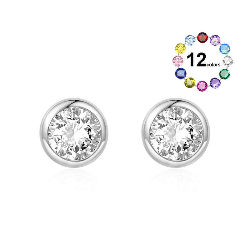 Gnoce Birthstone Round Stud Earrings - Image 2
