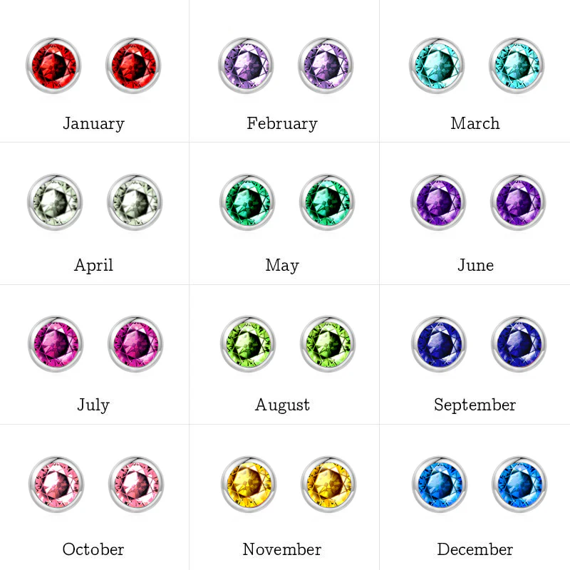 Gnoce Birthstone Round Stud Earrings - Image 5