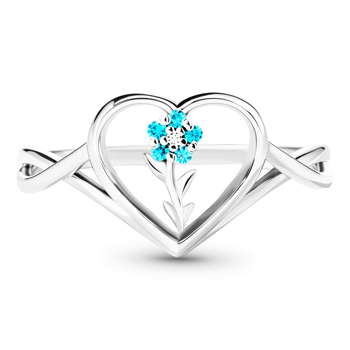 Gnoce Birthstones Flower Heart Ring Personalized Family Jewelry - Image 4