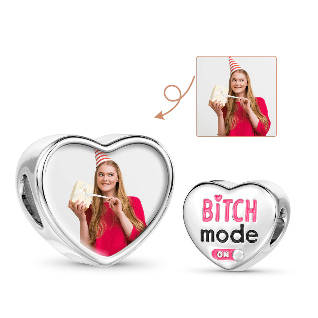 Gnoce Bitch Photo Charm Platinum-plated Silver Blend