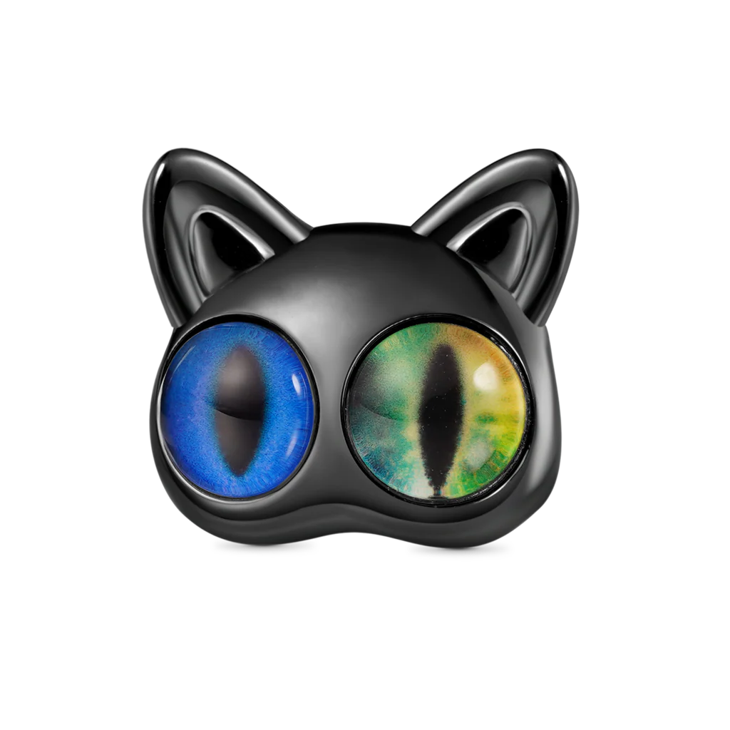 Gnoce Two-Color Vertical Pupils Black Cat Charm Platinum-plated Silver Blend