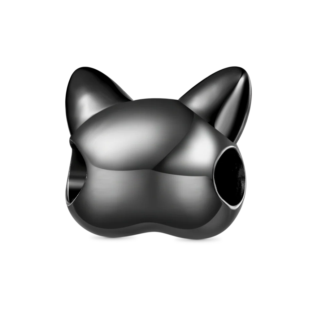 Gnoce Two-Color Vertical Pupils Black Cat Charm Platinum-plated Silver Blend - Image 2