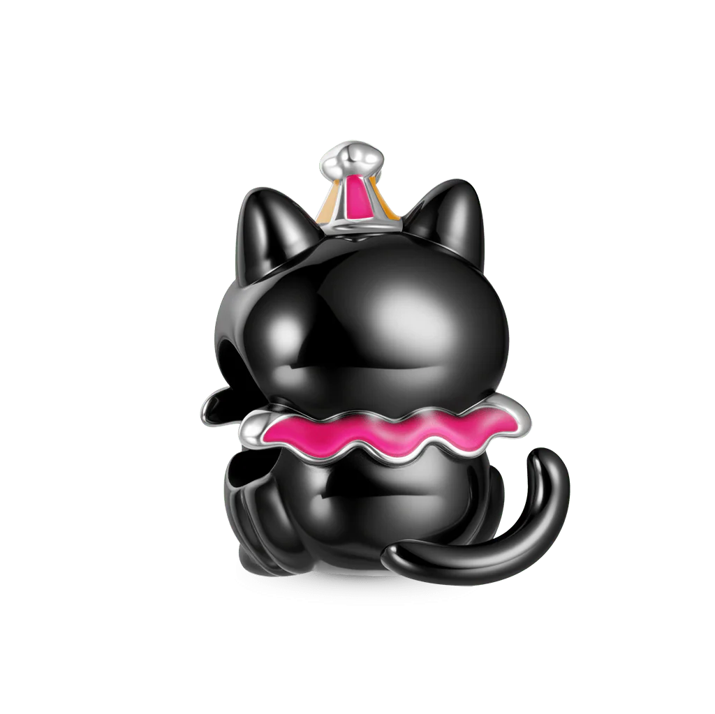 Gnoce Black Cat Clown Glow-in-the-Dark Charm Platinum-plated Silver Blend - Image 3