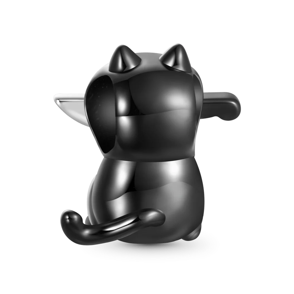 Gnoce Black Cat Engravable Knife Charm Platinum-plated Silver Blend - Image 3