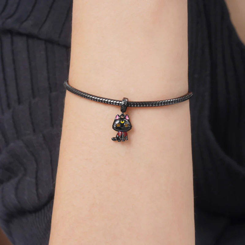 Gnoce Cute Black Cat Charm Platinum-plated Silver Blend - Image 3