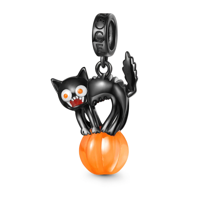 Gnoce Halloween Black Cat Pendant Dangle Charm