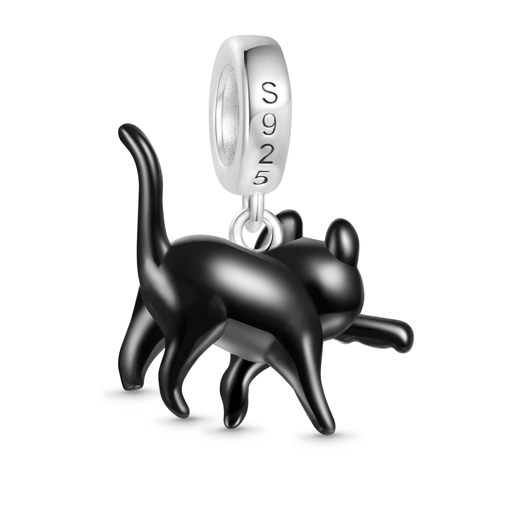 Gnoce Black Cat Dangle Jewellery Charms Platinum-plated Silver Blend - Image 2