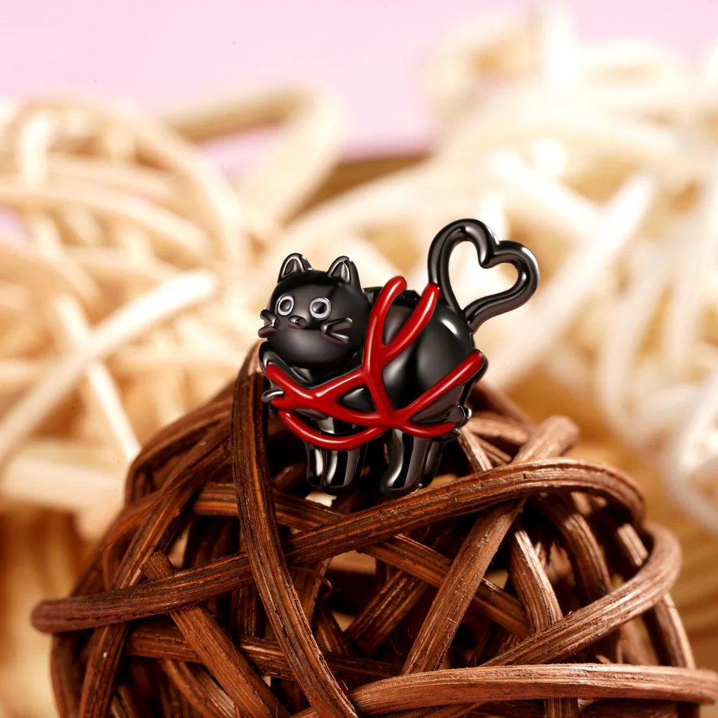 Gnoce Black Cat Love Charm Platinum-plated Silver Blend - Image 3