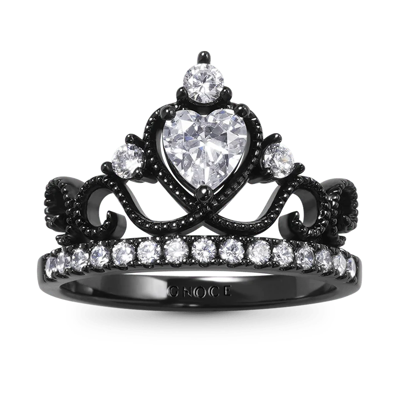 Gnoce Black Crown Fashion Ring Platinum-plated Silver Blend