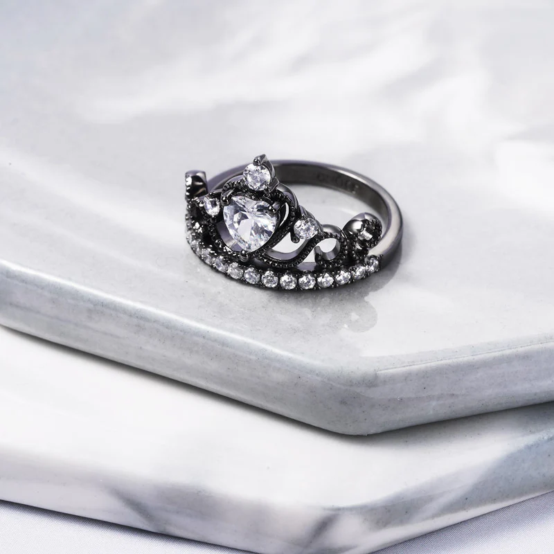Gnoce Black Crown Fashion Ring Platinum-plated Silver Blend - Image 2
