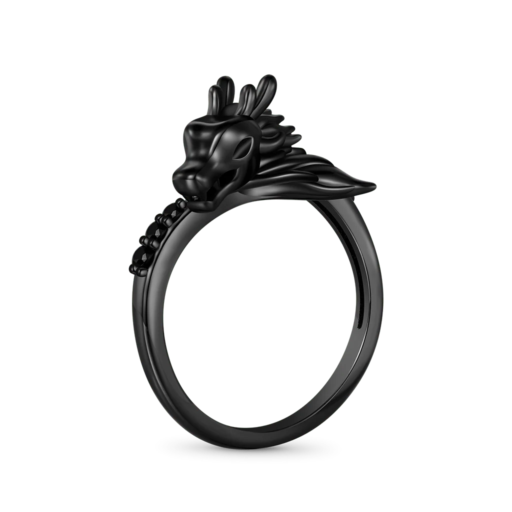 Gnoce Black Dragon Ring Platinum-plated Silver Blend