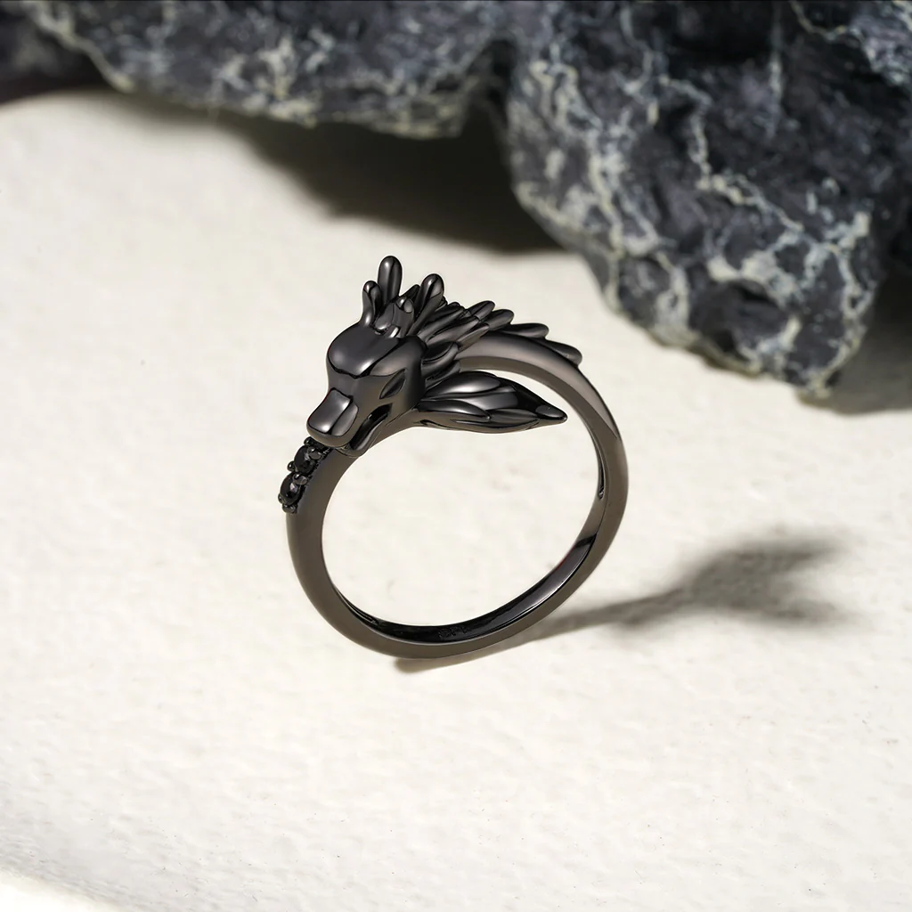 Gnoce Black Dragon Ring Platinum-plated Silver Blend - Image 3